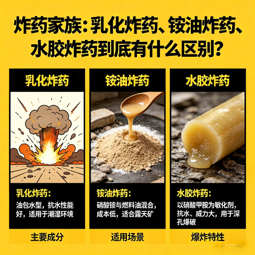 新邵炸药家族：乳化炸药、铵油炸药、水胶炸药到底有什么区别？